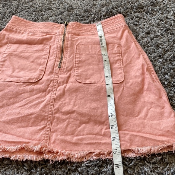Madewell Zip Front A Line Skirt Frayed Hem Mini Size 0 - Picture 13 of 14